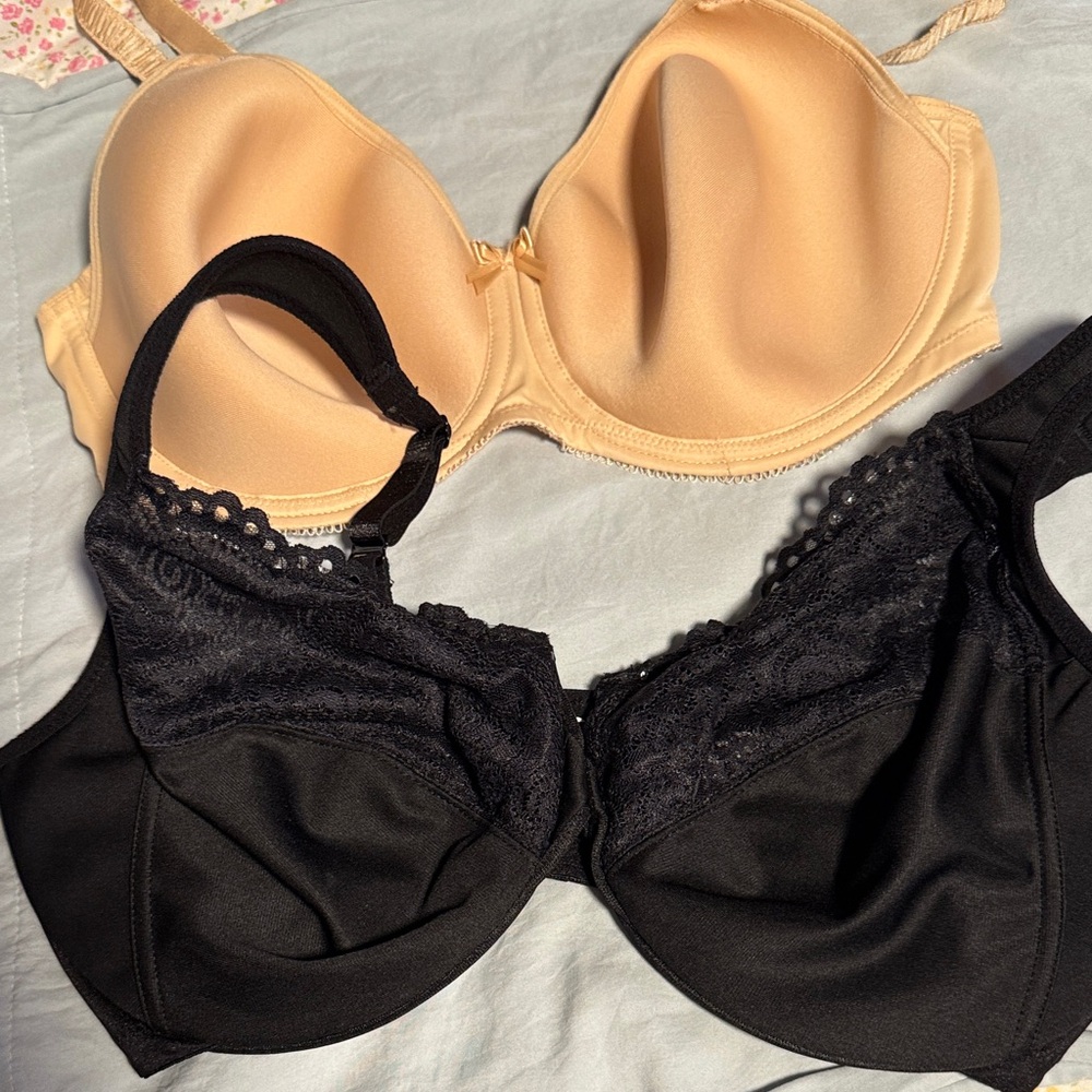 Glamorise Black & Feya Nude Underwire NURSING Bra Duo